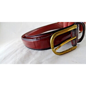 Roundtree & York Leather Dress Belt Up to 53" Oxblood Burgundy Leather Brass